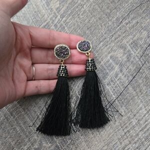 Baublebar Elegant Black Tassel Earrings